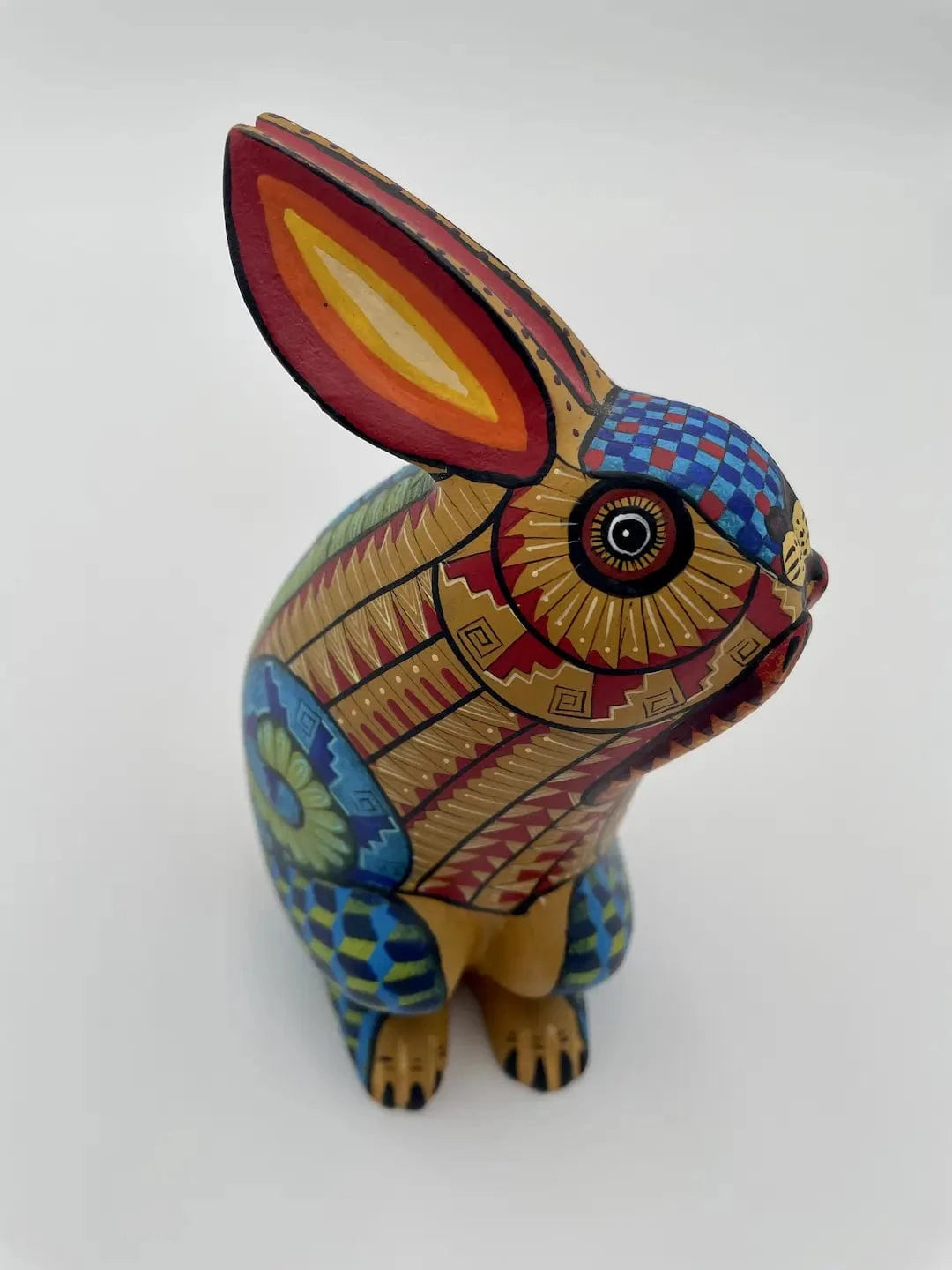 Multicolor Bunny Alebrije – Hand-carved Oaxacan Art
