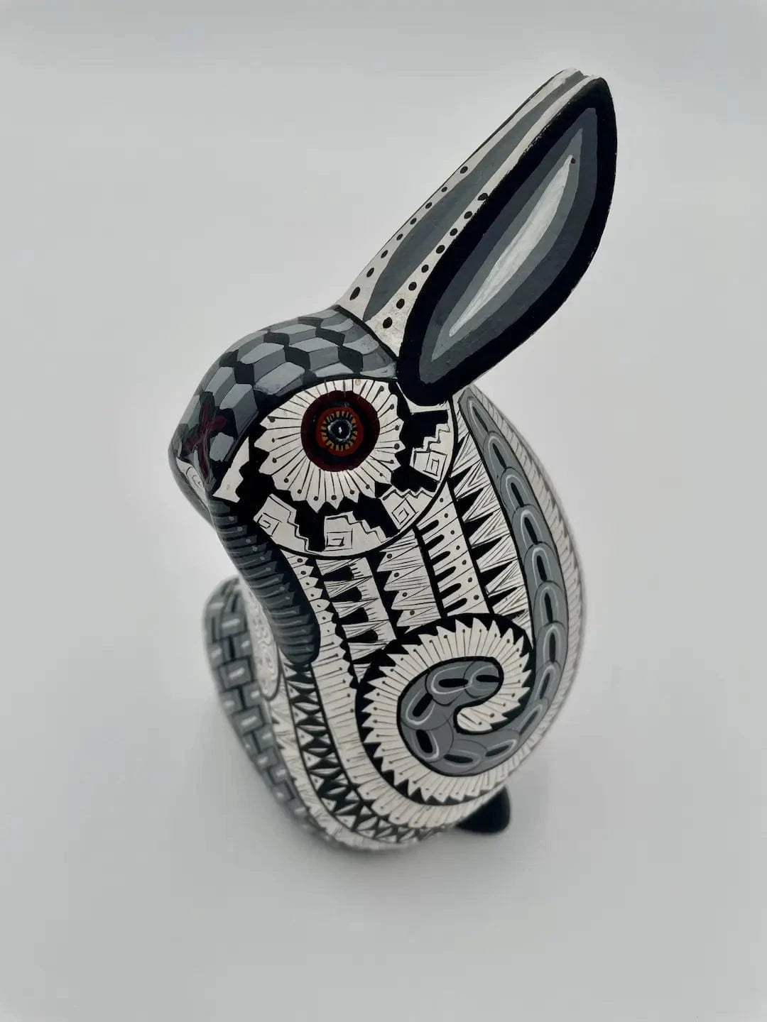 Black - White Bunny Alebrije – Hand-carved Oaxacan Art