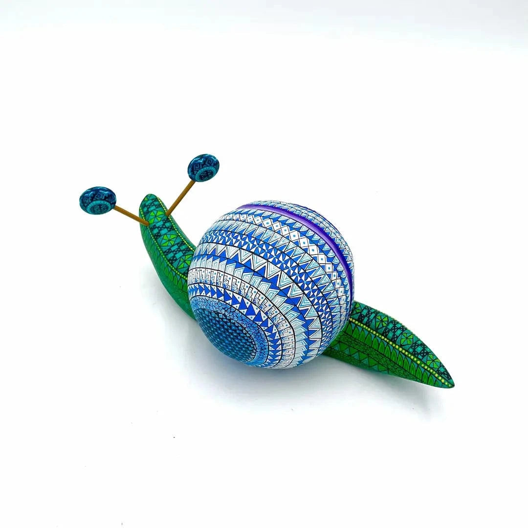 Green Snail Alebrije – Hand-carved Oaxacan Art