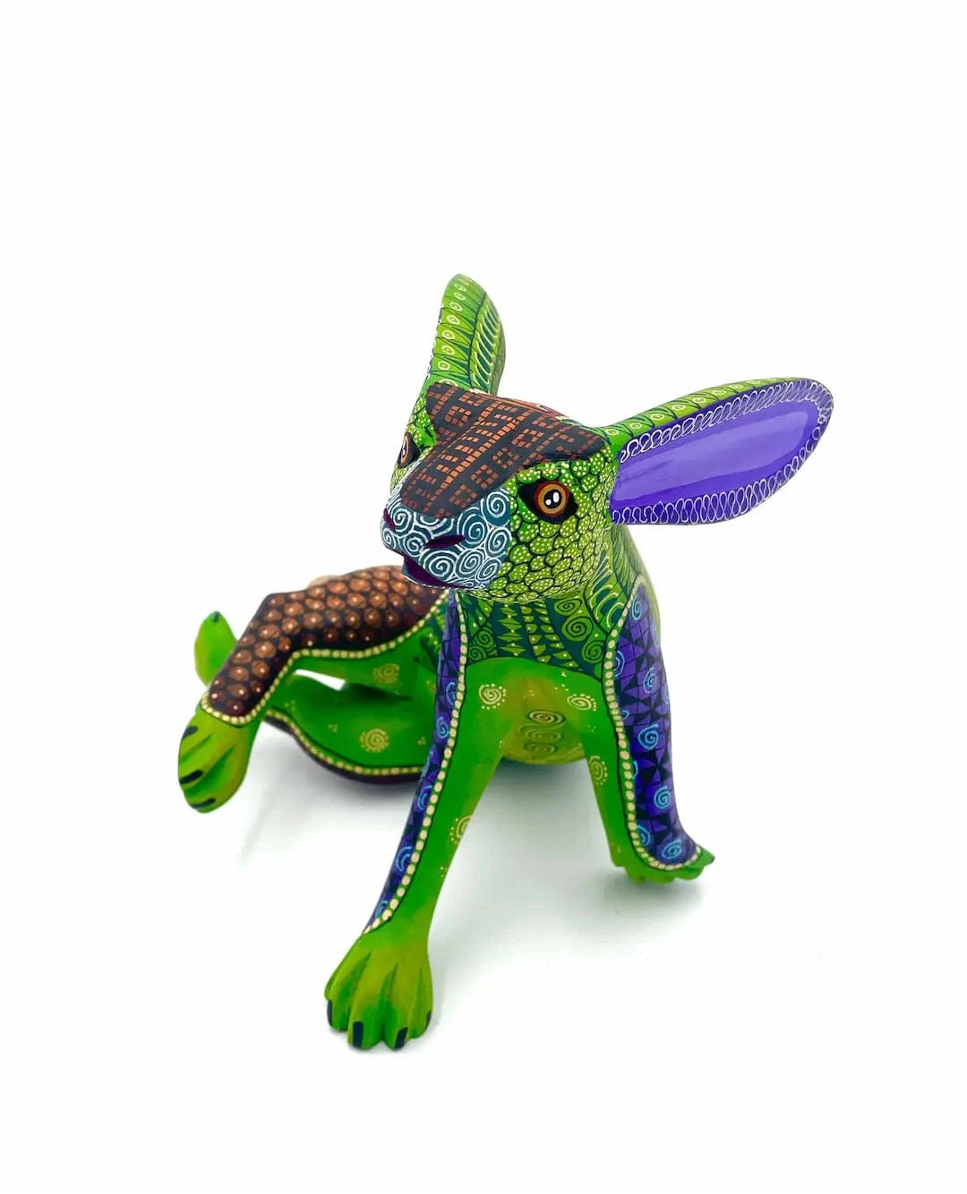 Green Rabbit - Fox Alebrije – Hand-carved Oaxacan Art