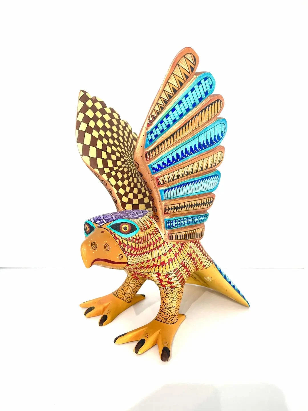 Yellow Eagle Alebrije – Hand-carved Oaxacan Art