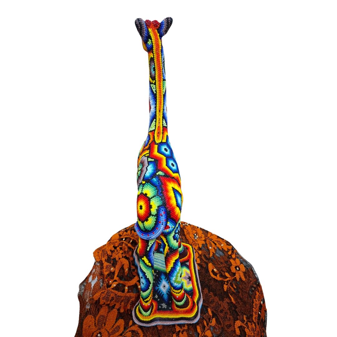 Huichol Beaded Giraffe Sculpture – Handmade Mexican Art | MEXOUL