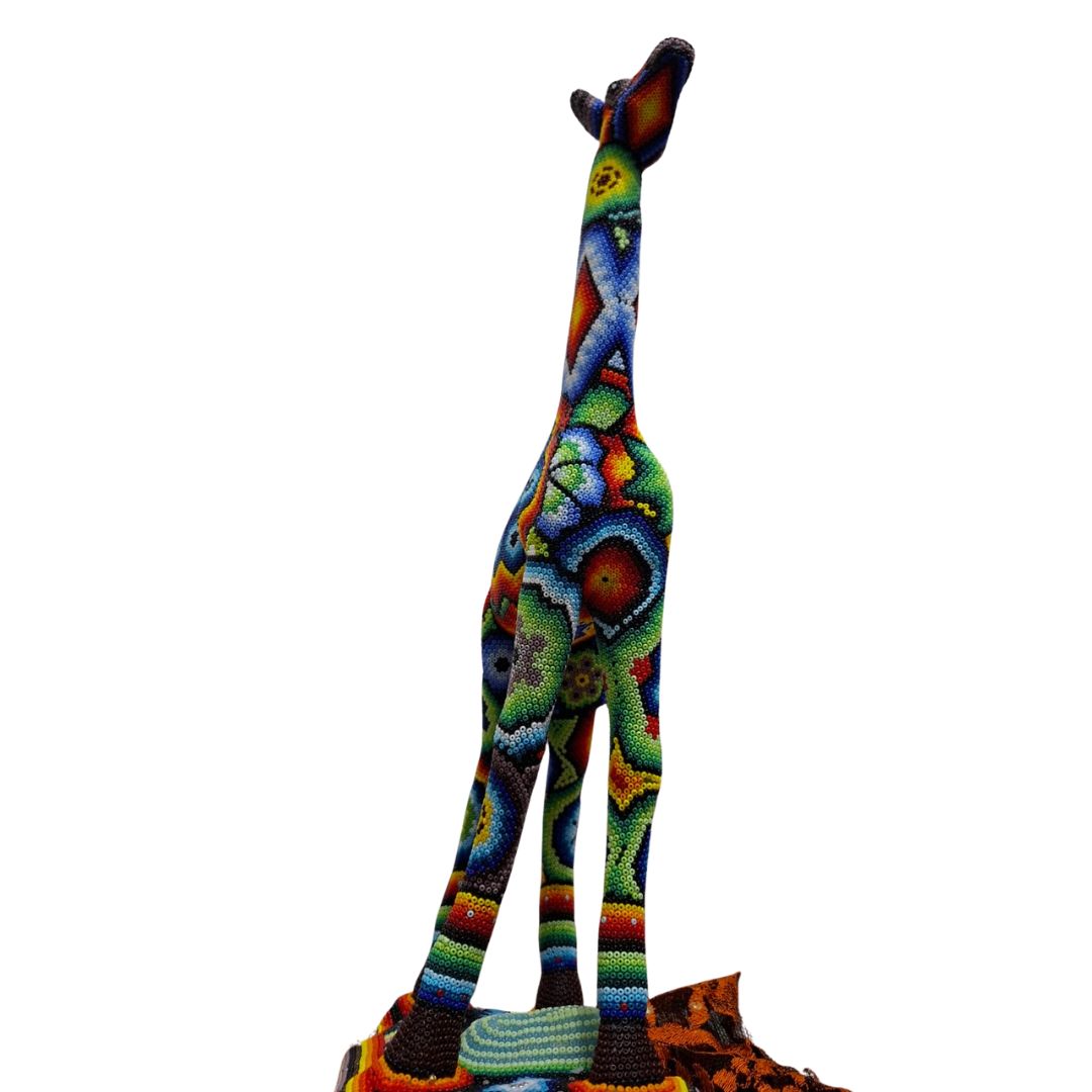 Huichol Beaded Giraffe Sculpture – Handmade Mexican Art | MEXOUL