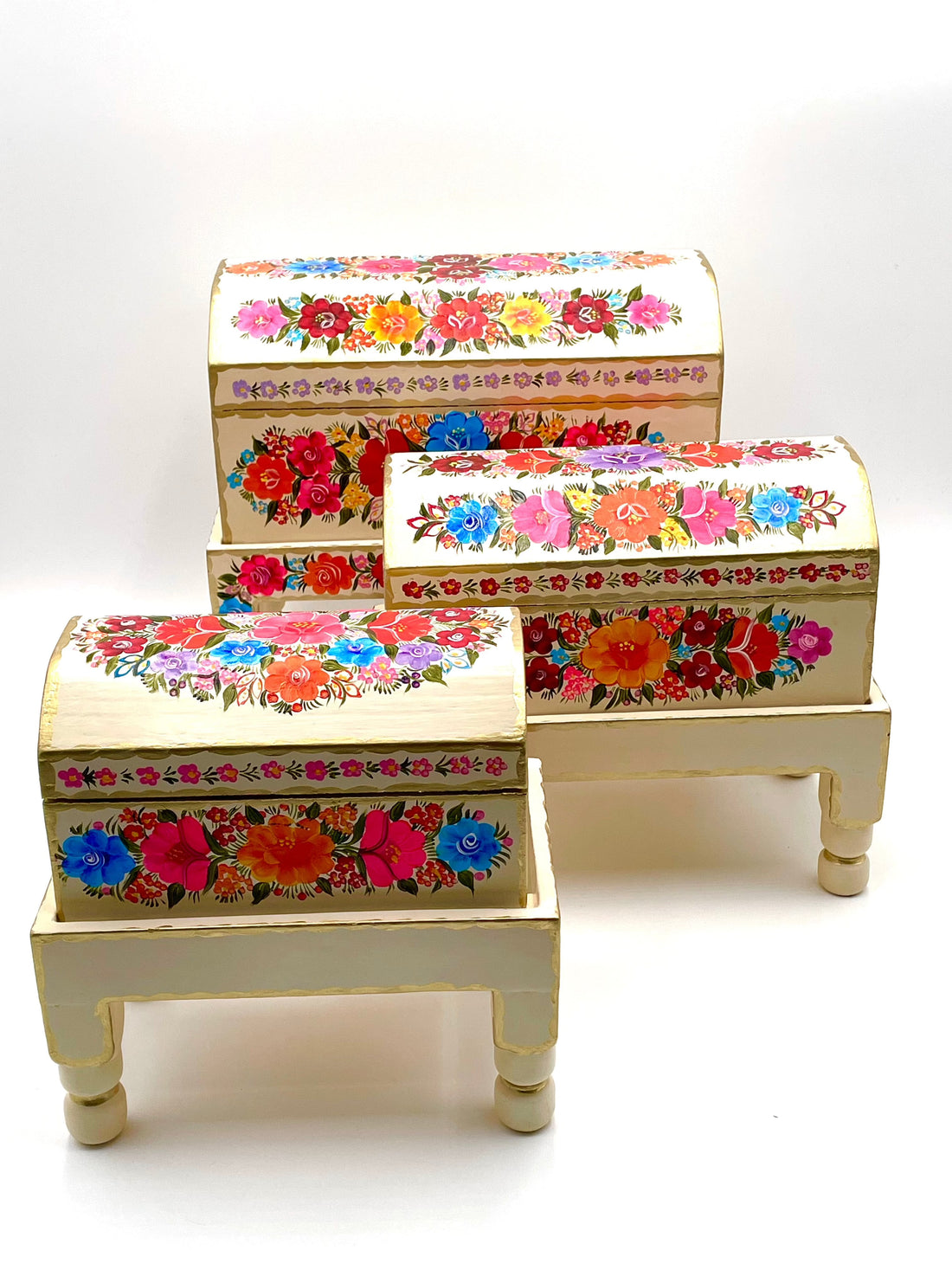 Mexoul Beige wood trunk with flowers (S)