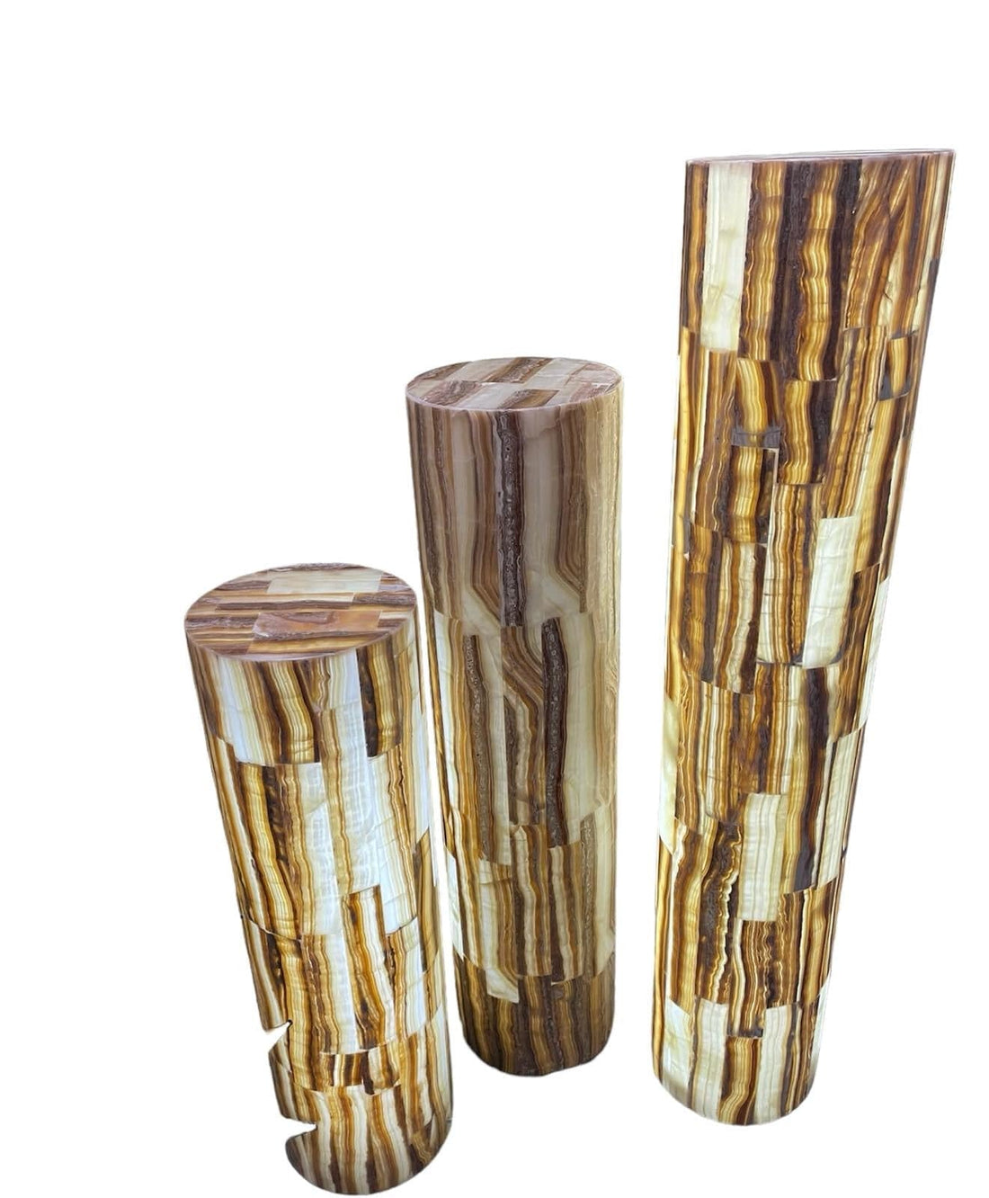 Mexoul Circle Brown Stripes Onyx 3 Lamp set
