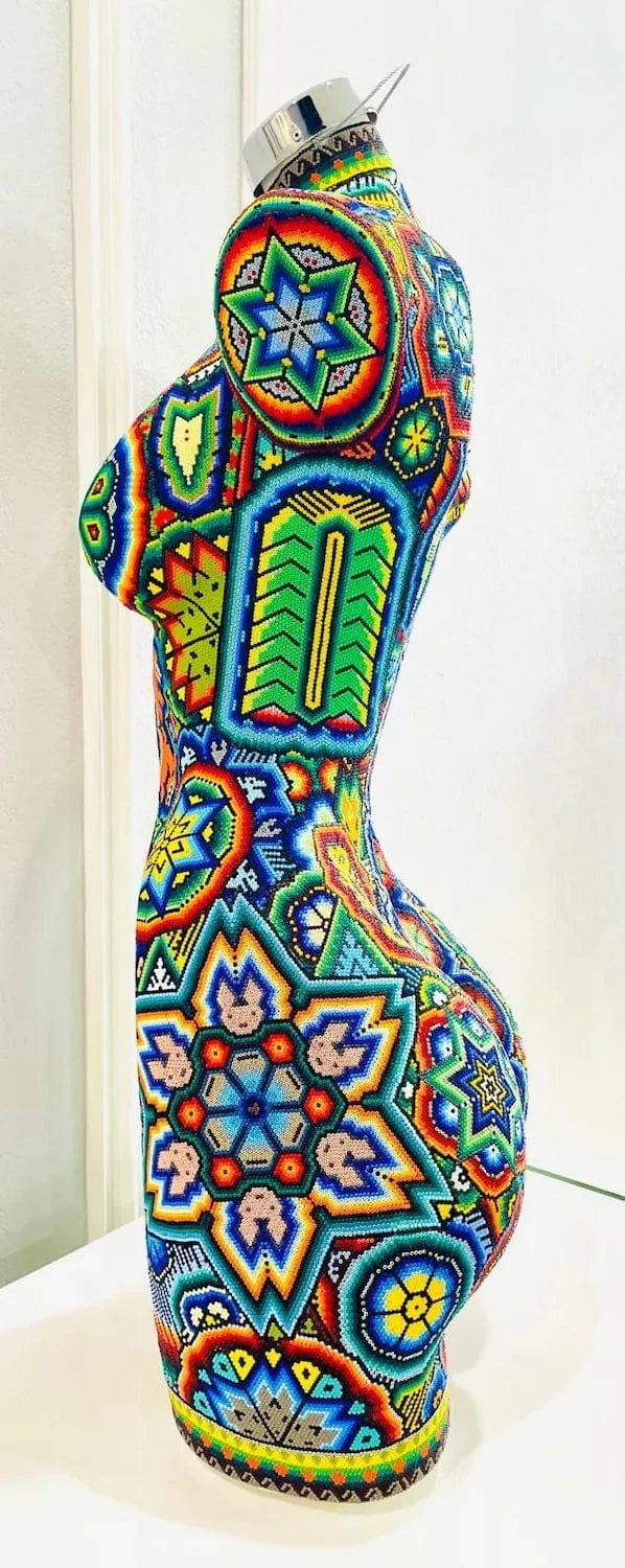 Mexoul Female Torso Sculpture – Handcrafted with Huichol Beads