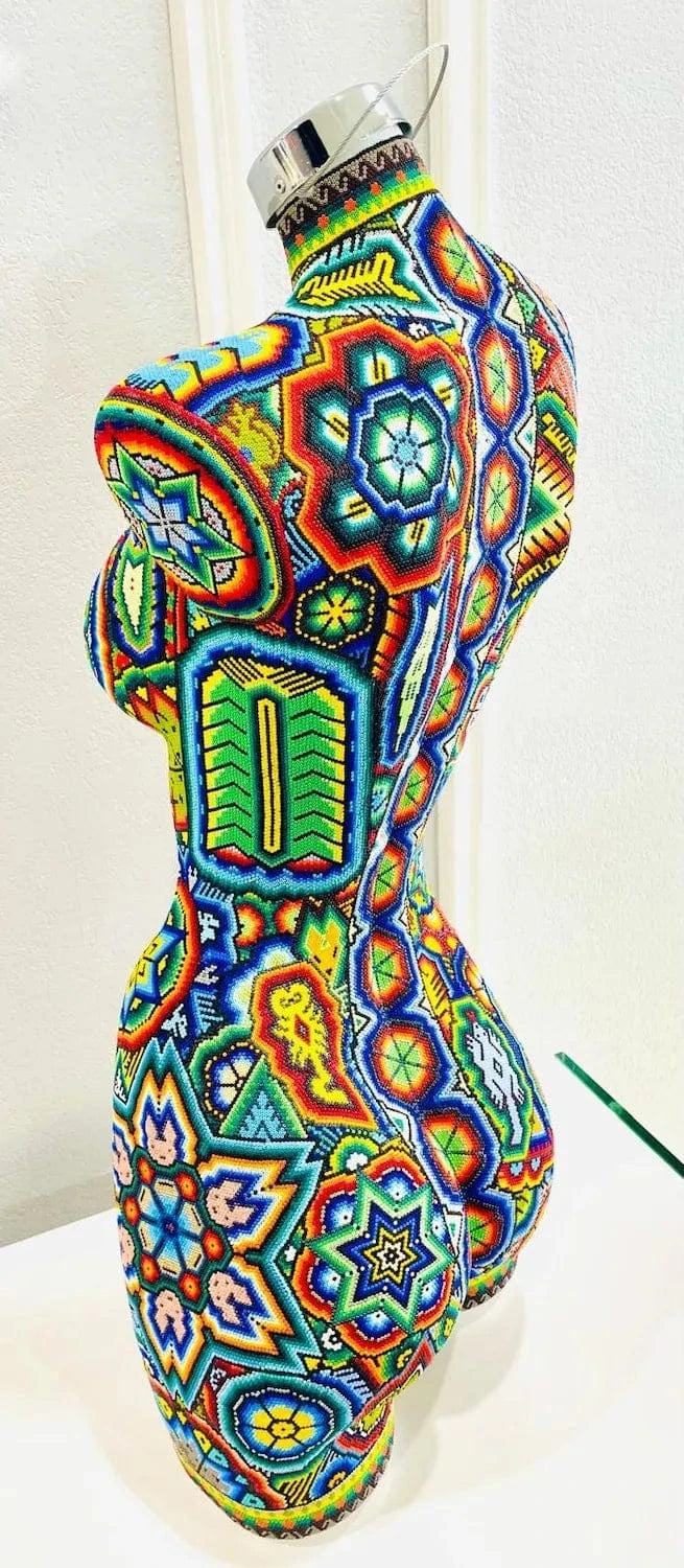 Mexoul Female Torso Sculpture – Handcrafted with Huichol Beads