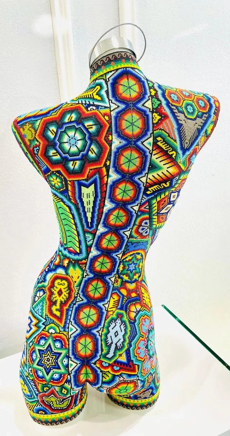 Mexoul Female Torso Sculpture – Handcrafted with Huichol Beads