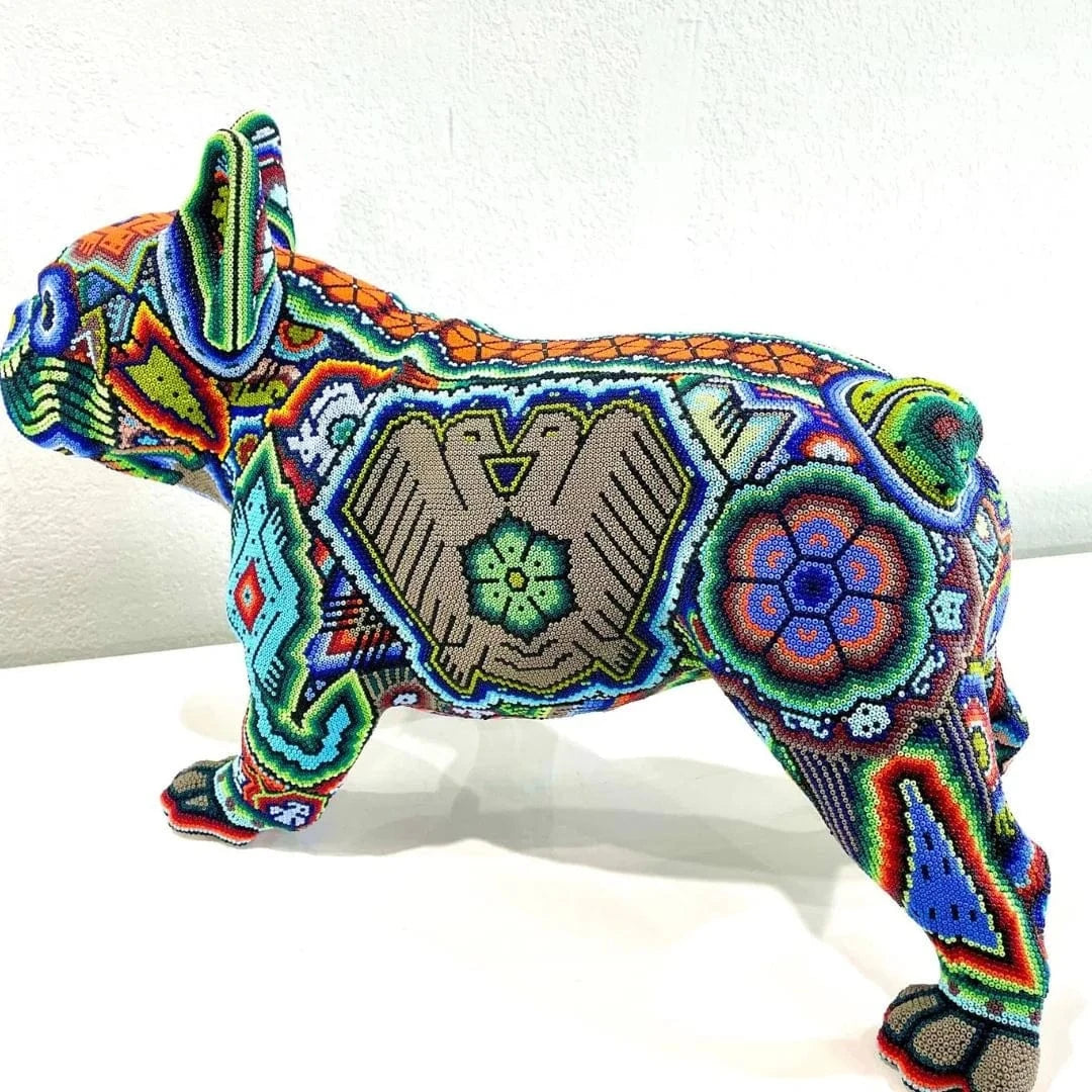 Mexoul French Bulldog Sculpture – Handcrafted with Huichol Art