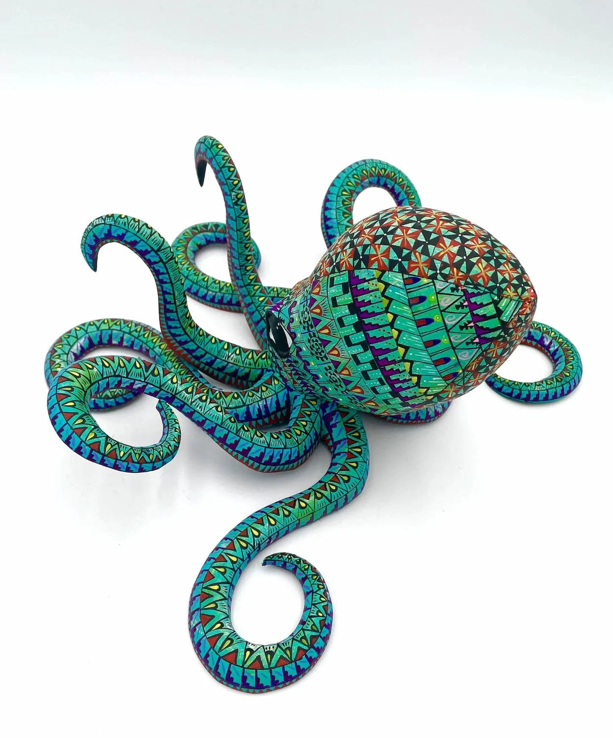 Mexoul Green Octopus Alebrije – Hand-carved Oaxacan Art