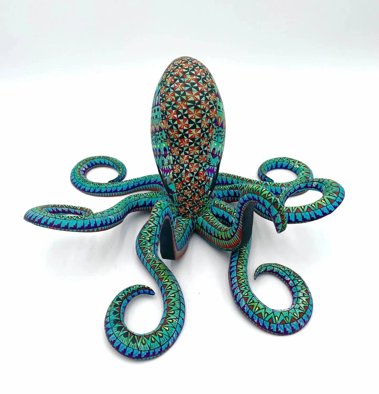 Mexoul Green Octopus Alebrije – Hand-carved Oaxacan Art