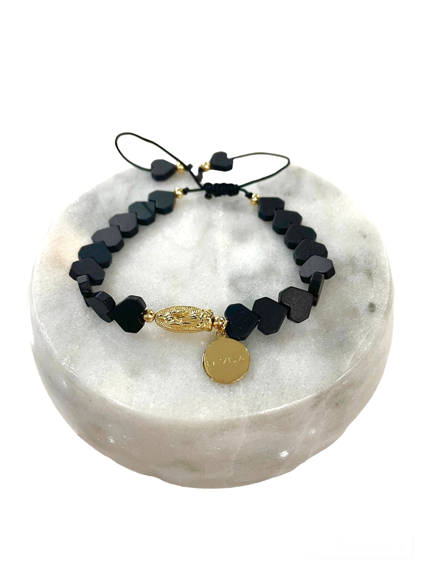 Mexoul Handmade bracelet with black heart hematite stone