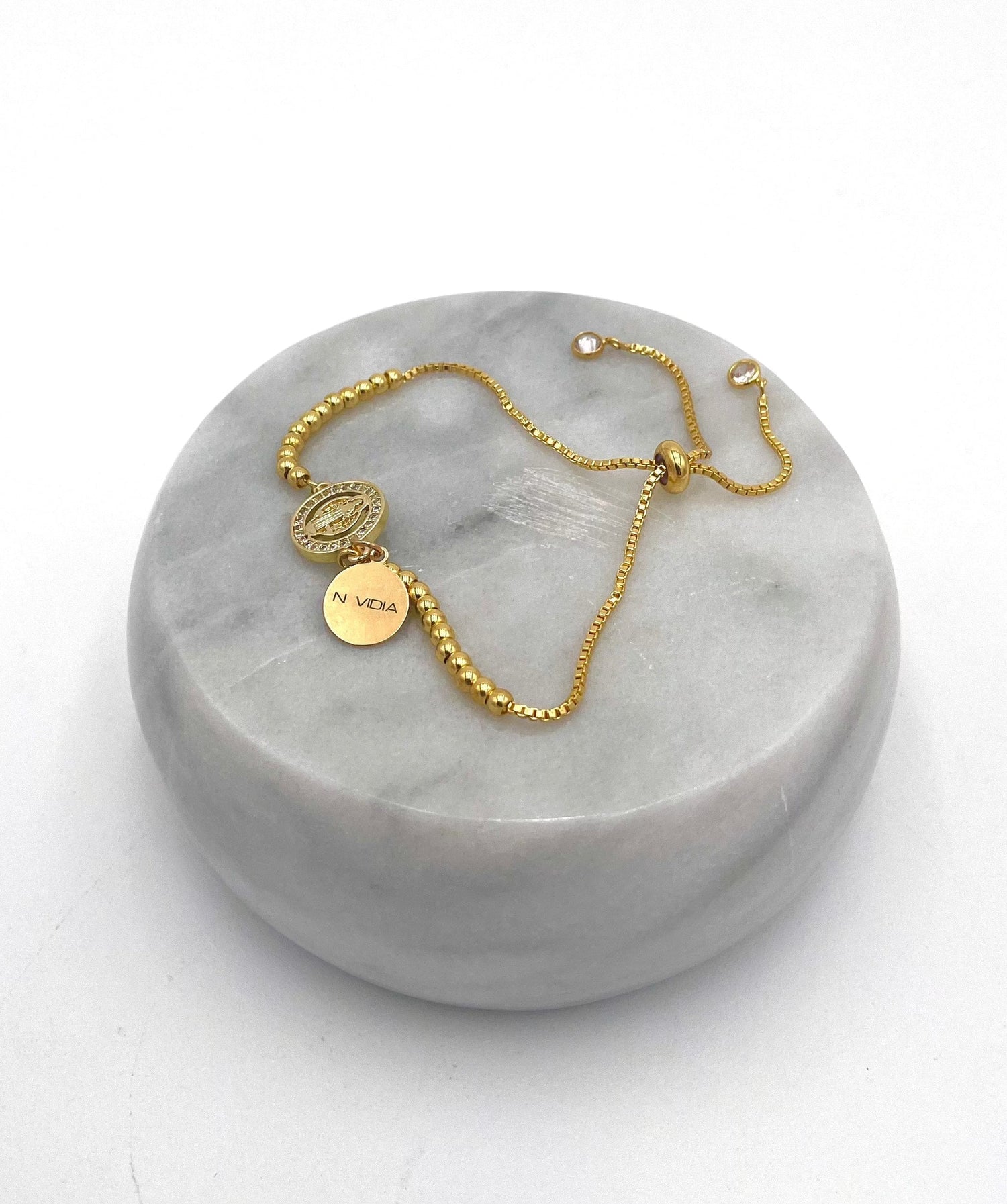 Mexoul Handmade gold plated bracelet saint medal