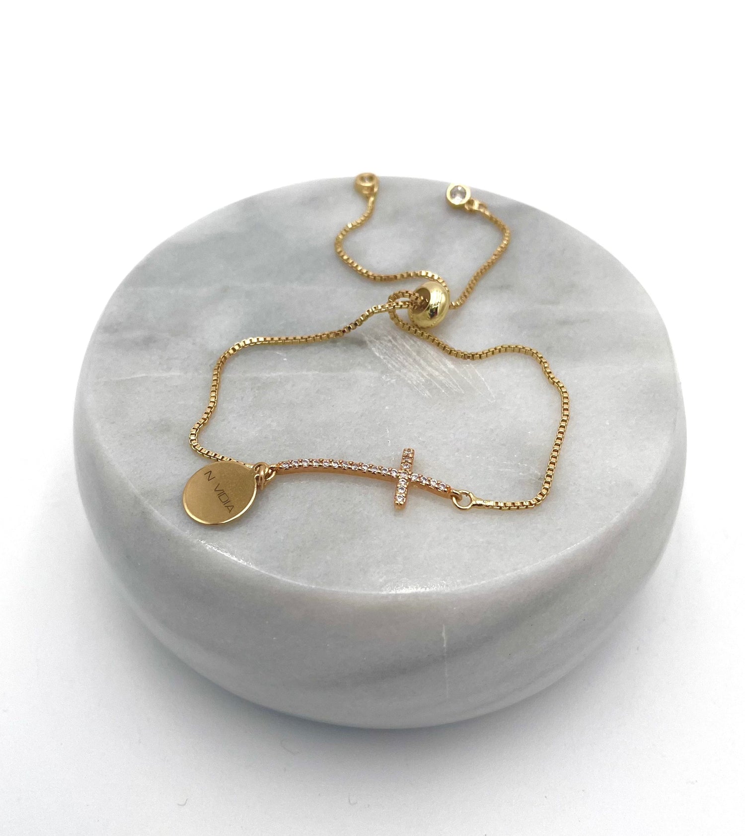 Mexoul Handmade gold plated bracelet stone cross