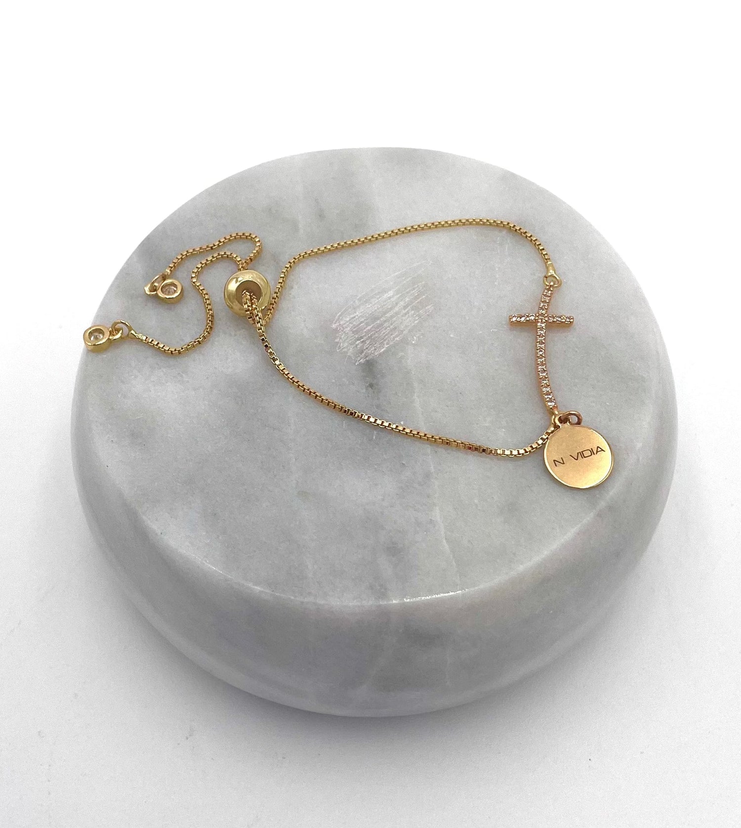 Mexoul Handmade gold plated bracelet stone cross