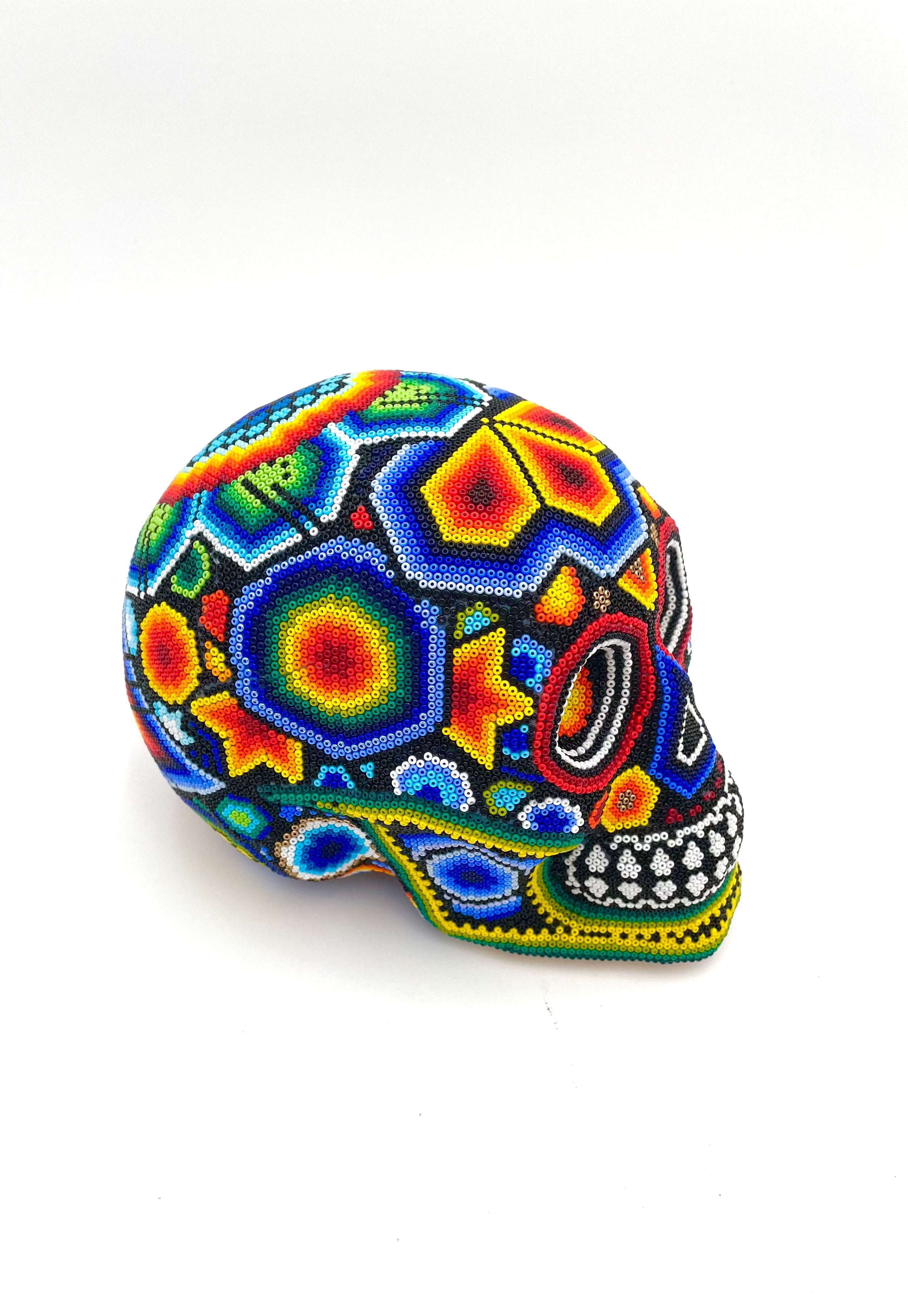Mexoul Huichol art skull