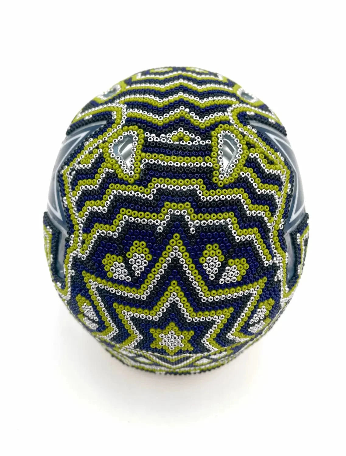 Mexoul Mini NFL Helmet – Dallas Cowboys – Huichol Beaded Art – Ready to Ship (BLUE-GREEN)