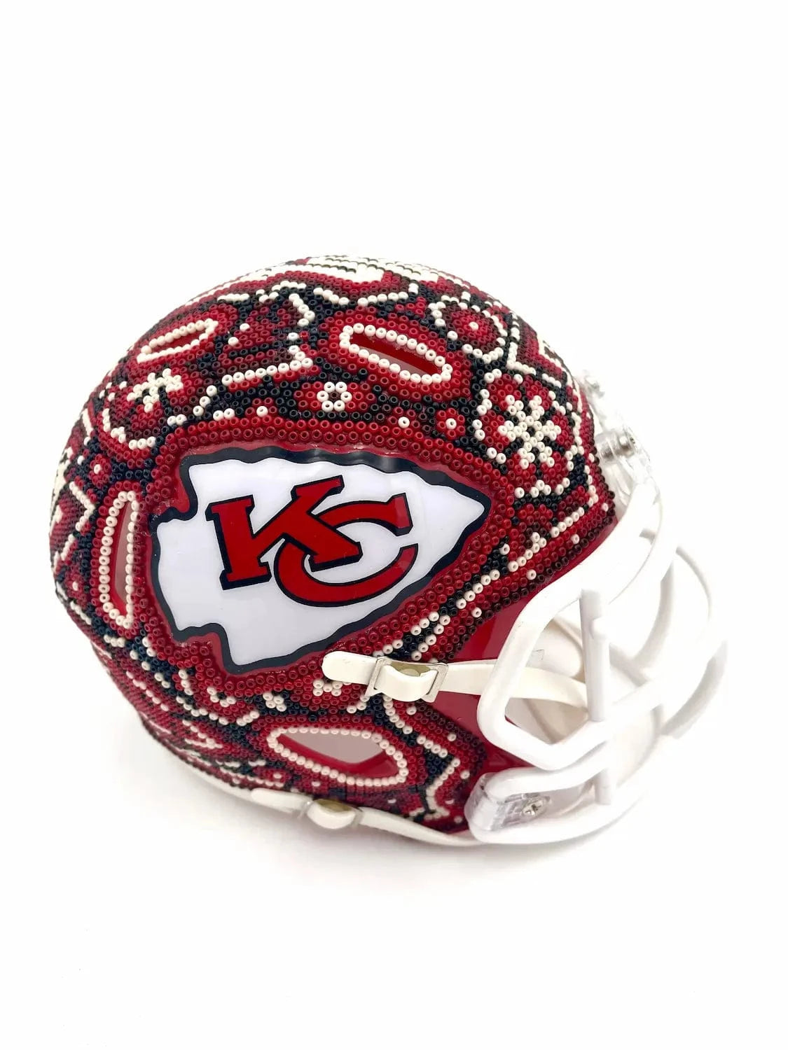 Mexoul Mini NFL Helmet – Kansas City Chiefs – Huichol Beaded Art – Ready to Ship