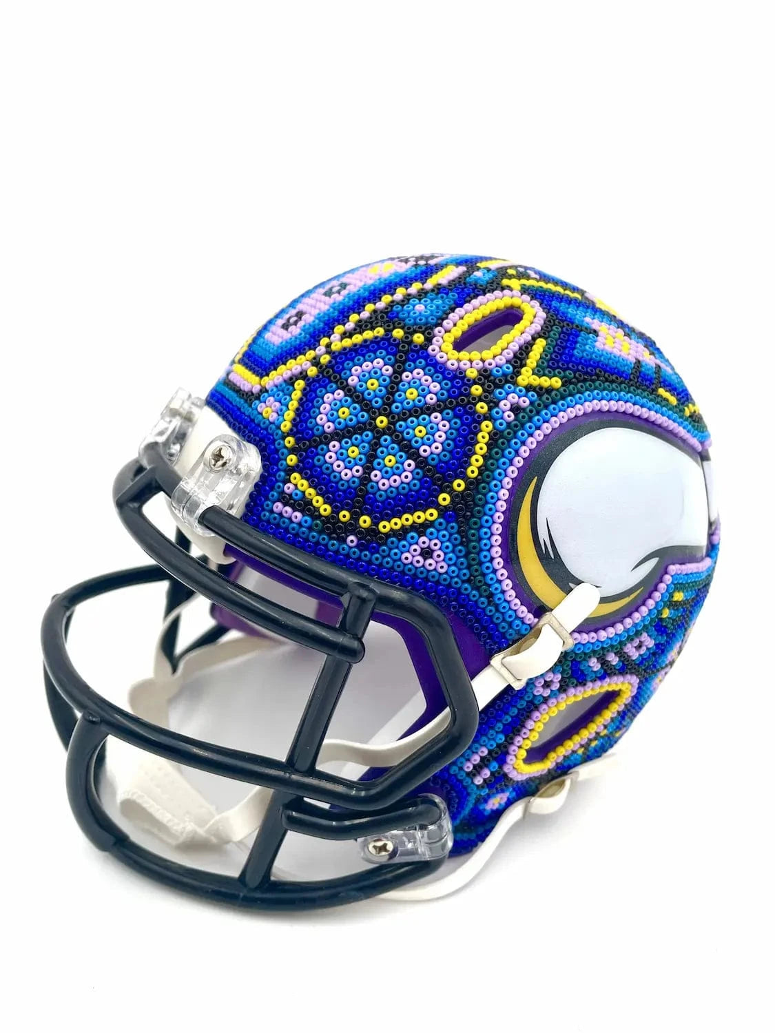 Mexoul Mini NFL Helmet – Minnestota Vikings – Huichol Beaded Art – Ready to Ship