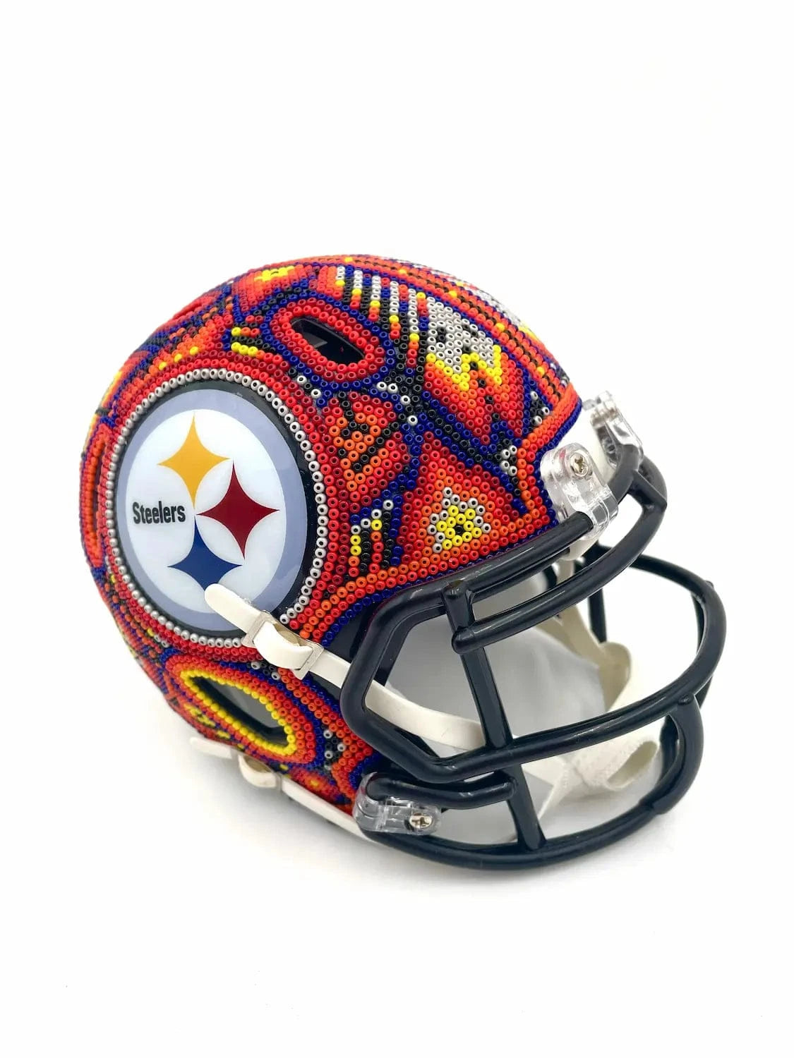 Mexoul Mini NFL Helmet – Pittsburgh Steelers – Huichol Beaded Art – Ready to Ship
