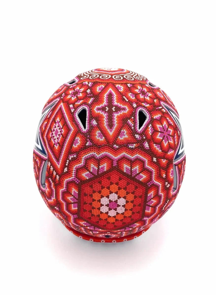 Mexoul NFL Helmet – Dallas Cowboys – Full Size – Huichol Beaded Art – Ready to Ship (RED-WHITE)