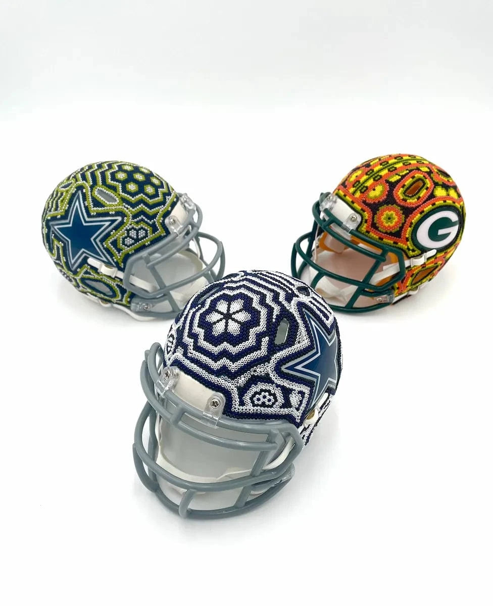 NFL MINI Helmet – Custom Team – Huichol Beaded Art – Handmade Collectible