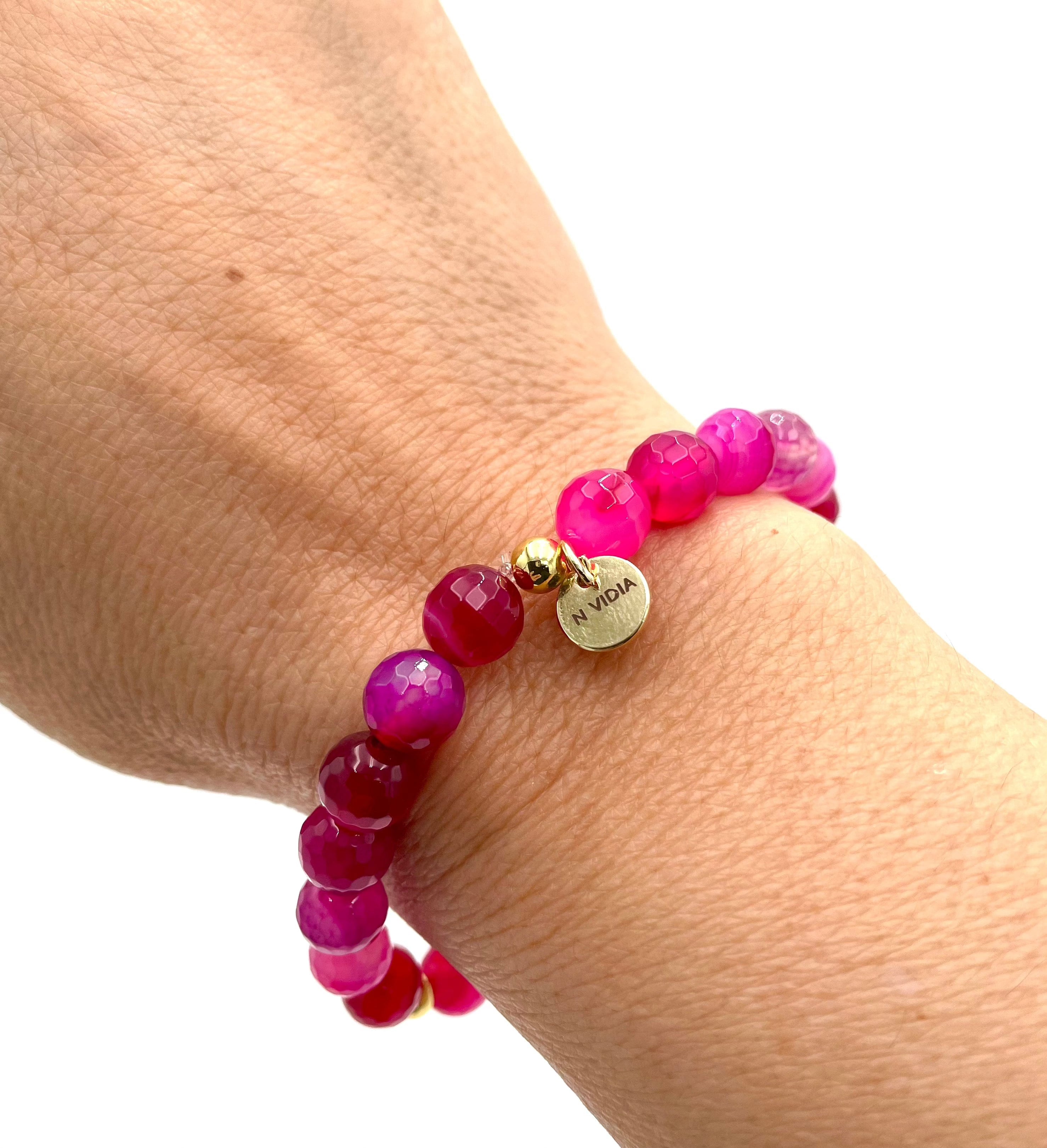 Mexoul Pink Handmade Natural Stone Bracelet