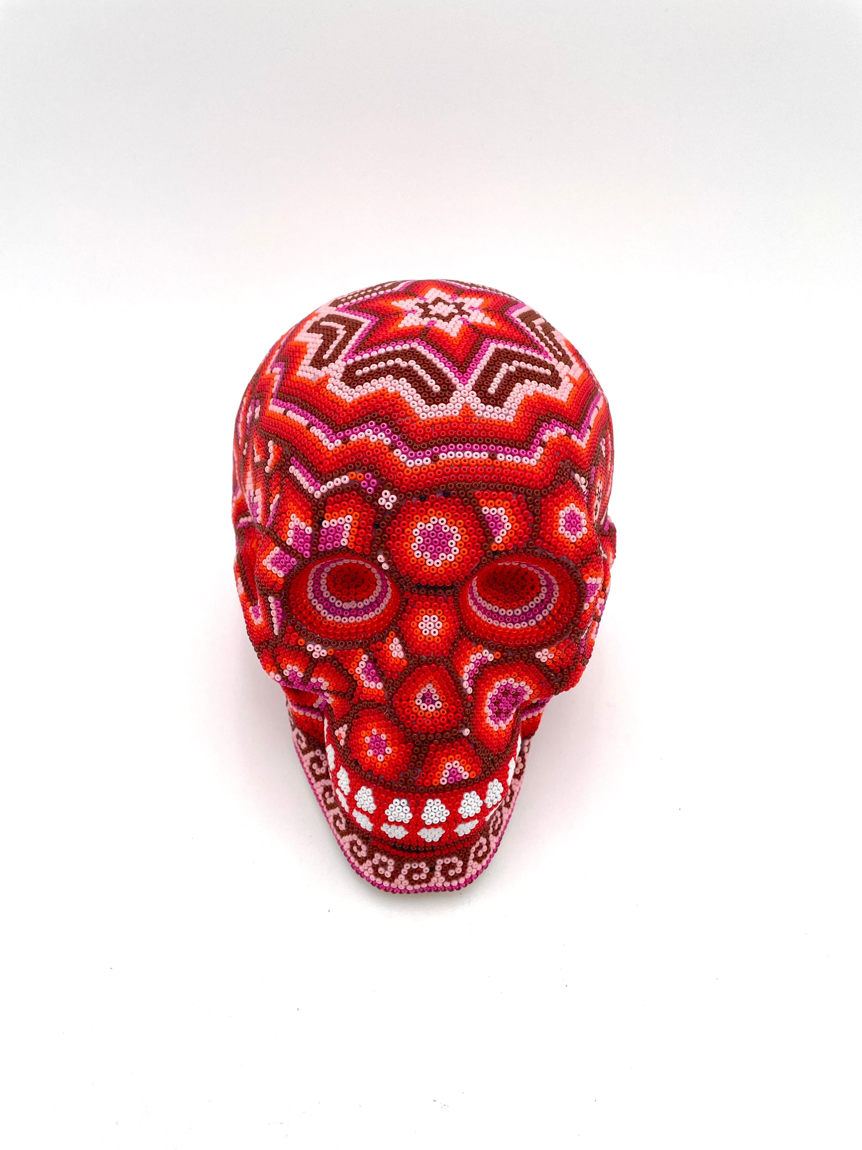 Mexoul RED Huichol art skull
