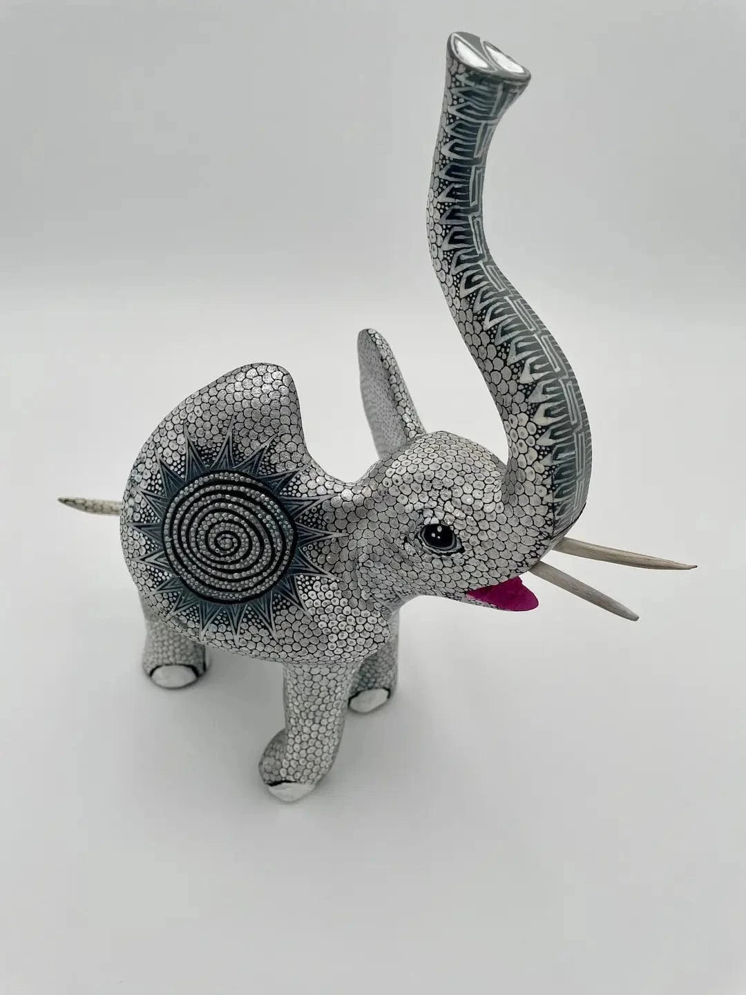 Silver Elephant Alebrije – Hand-carved Oaxacan Art