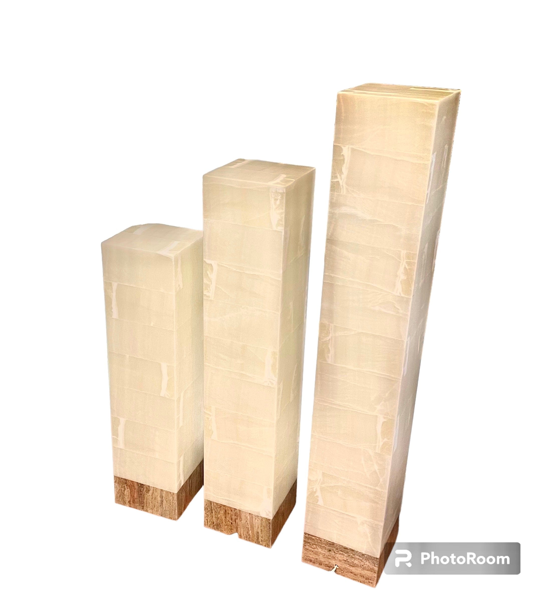 beige square onyx floor lamp set handcrafted mexican natural stone lighting