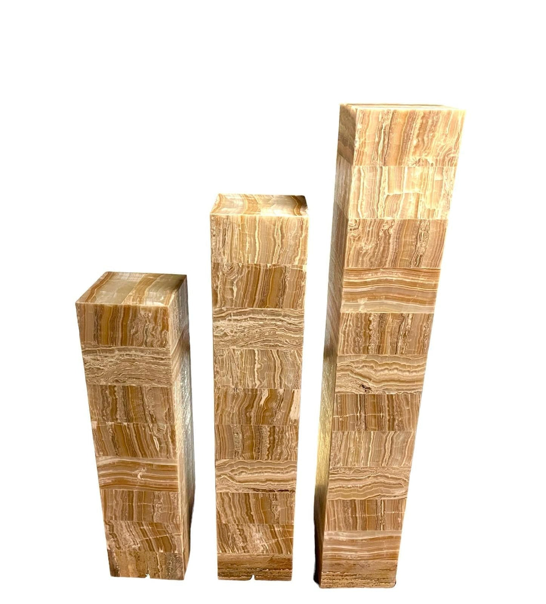 Mexoul Square Light Brown Onyx 3 Lamp set