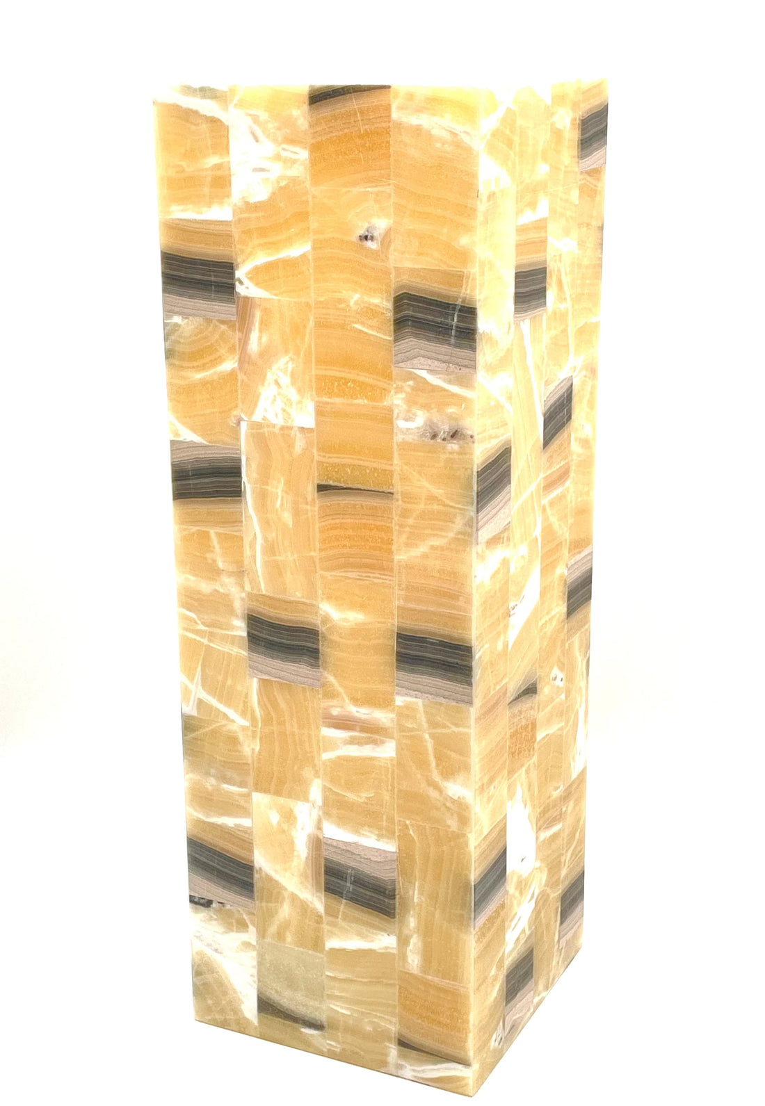 Mexoul White with Brown Squares Onyx floor lamp