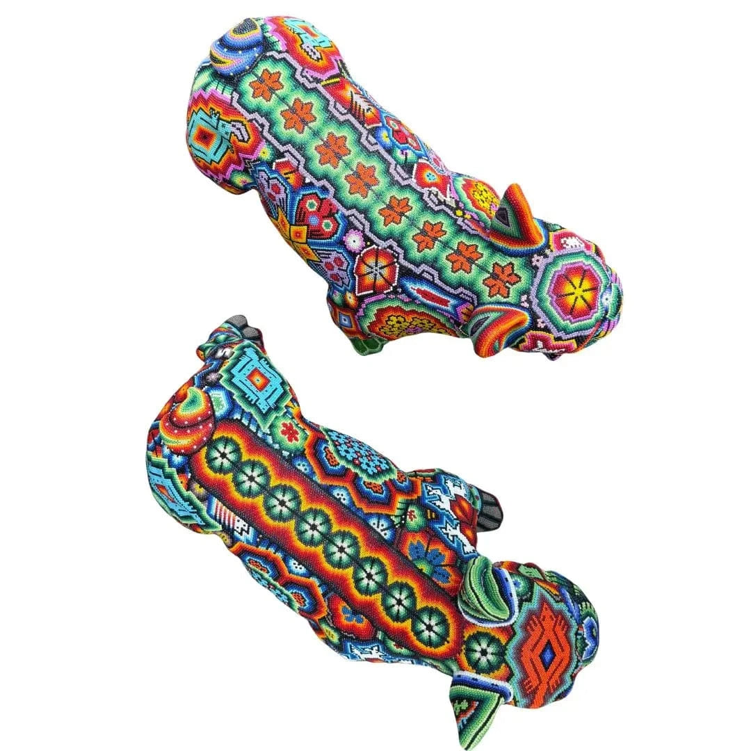 French Bulldog Sculpture – Handcrafted with Huichol Art