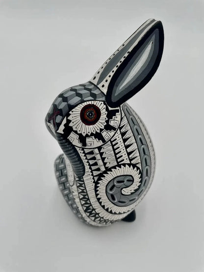 Black - White Bunny Alebrije – Hand-carved Oaxacan Art