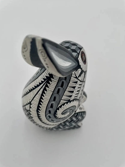 Black - White Bunny Alebrije – Hand-carved Oaxacan Art