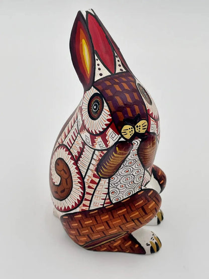 Brown - White Bunny Alebrije – Hand-carved Oaxacan Art