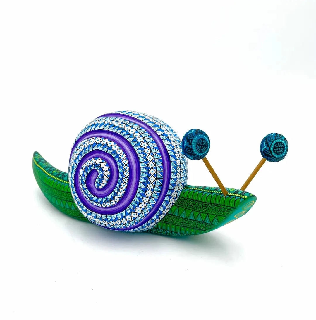 Green Snail Alebrije – Hand-carved Oaxacan Art