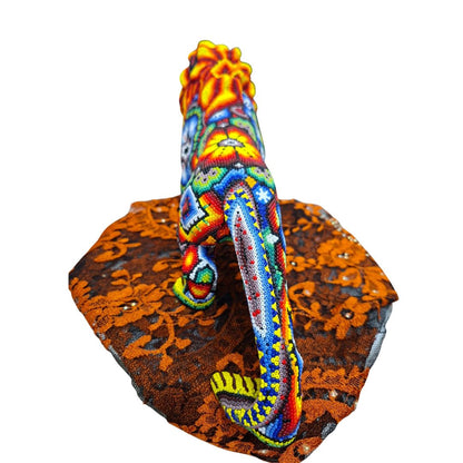 Huichol Lion Sculpture – Beaded Art from Mexico | MEXOUL