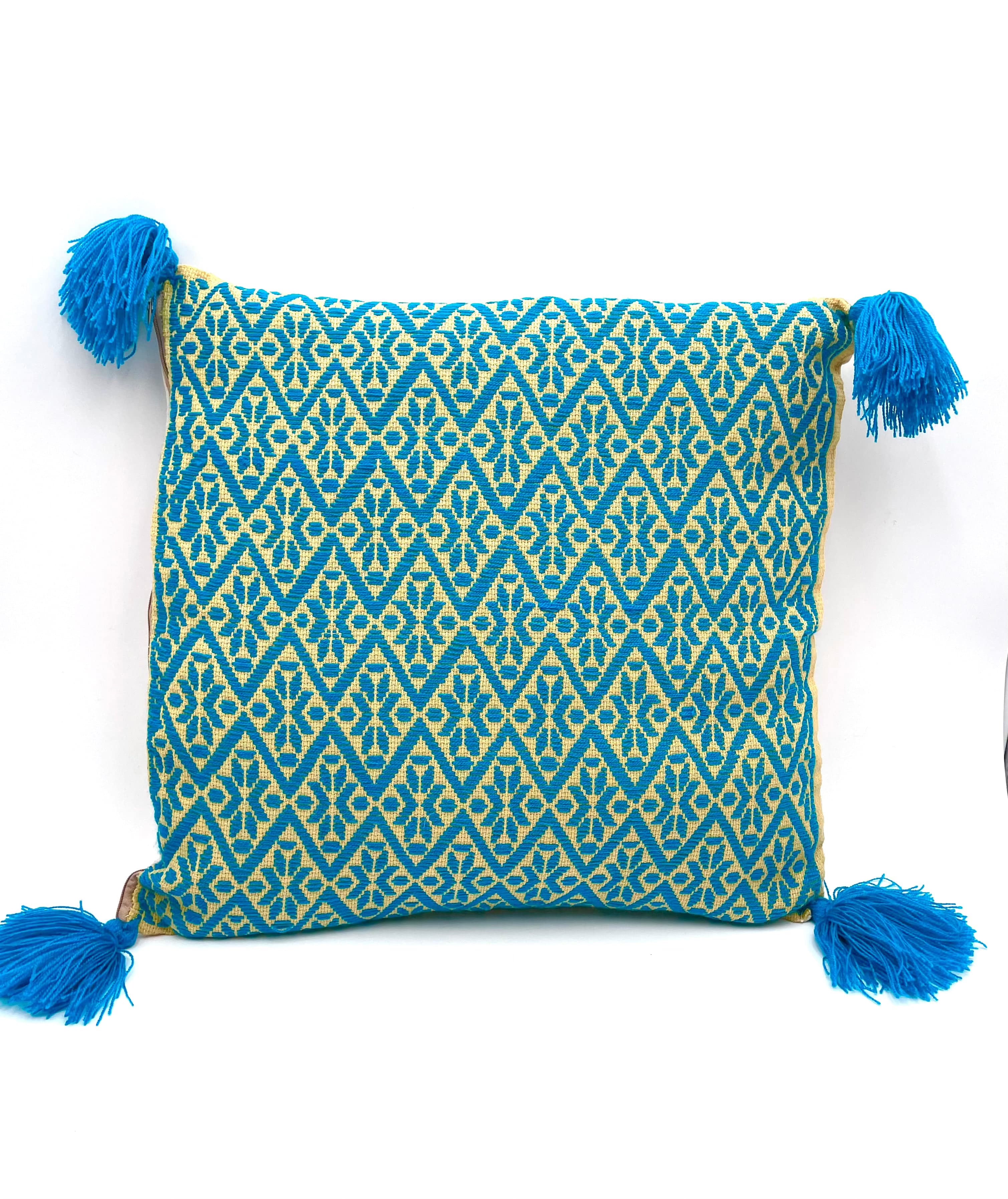 Mexoul Beige and Light Blue Embroidered cushions
