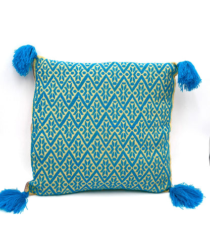 Mexoul Beige and Light Blue Embroidered cushions