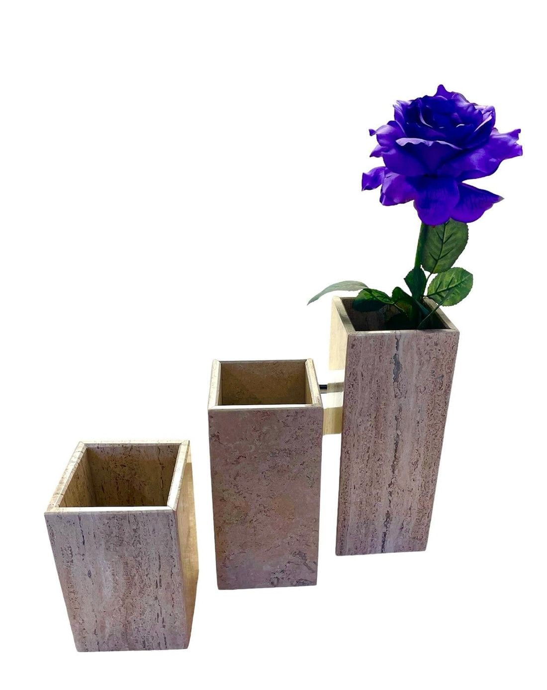Mexoul Beige Marble 3 Square vase set