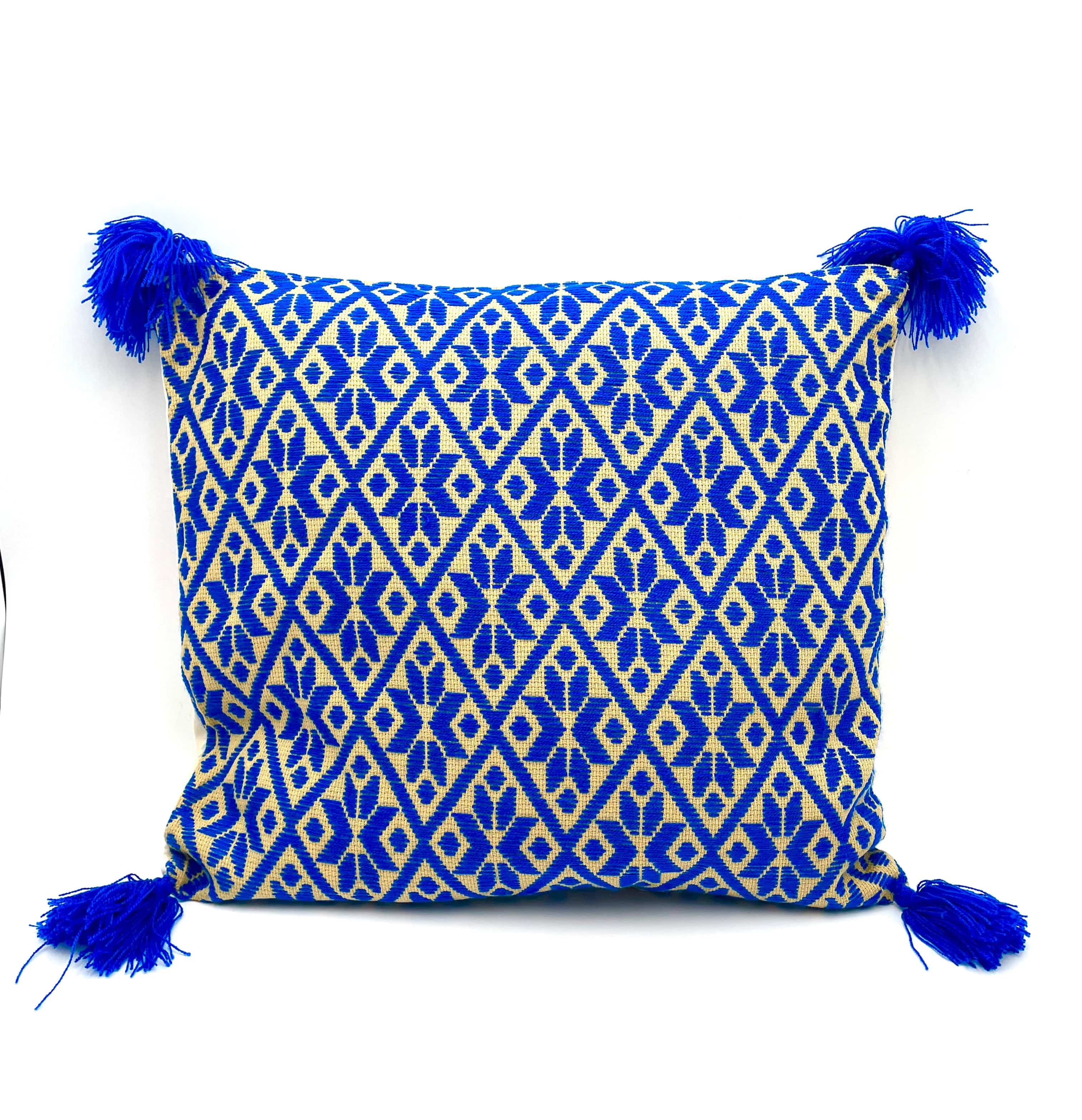 Mexoul Beige Royal Blue Embroidered cushions