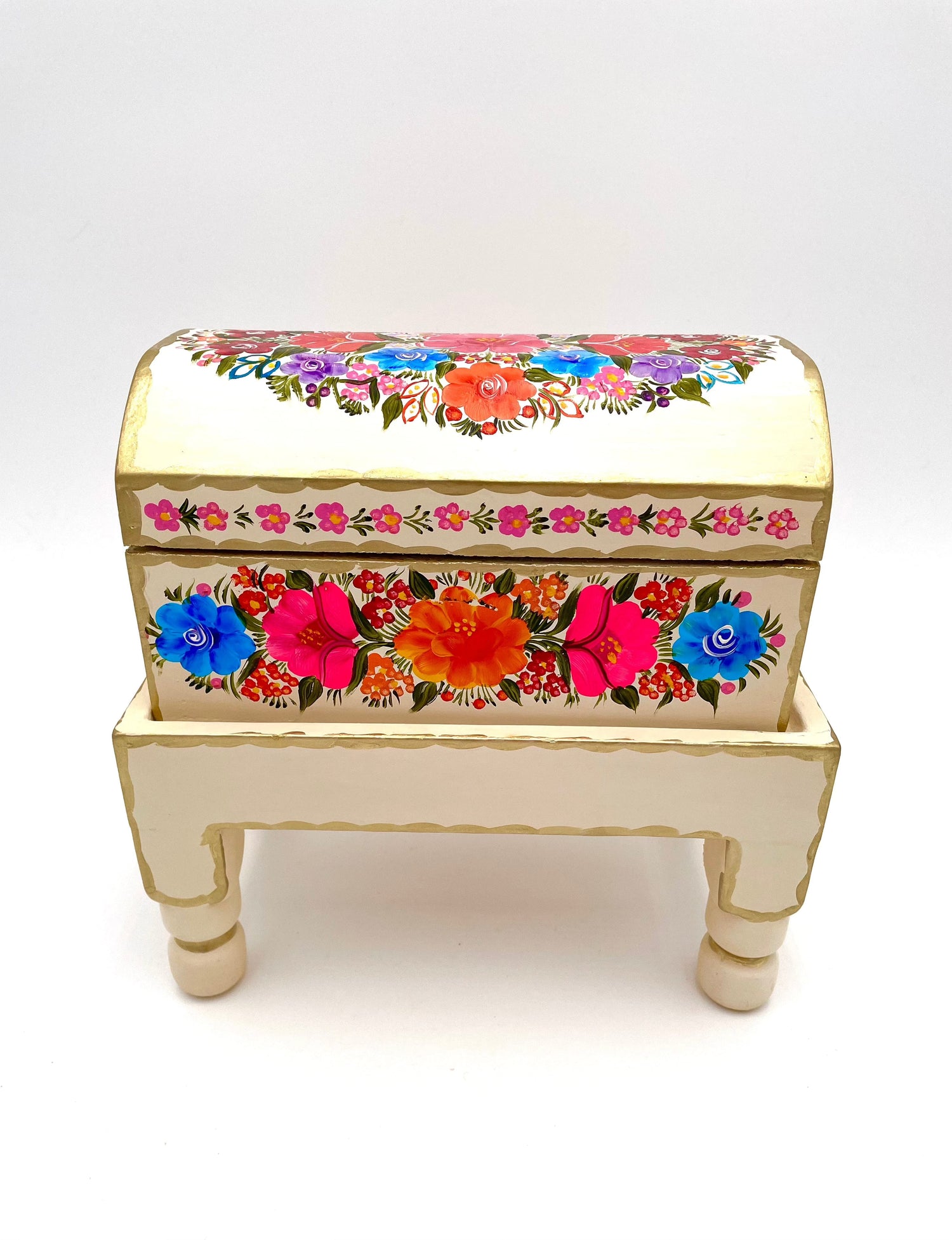 Mexoul Beige wood trunk with flowers (S)
