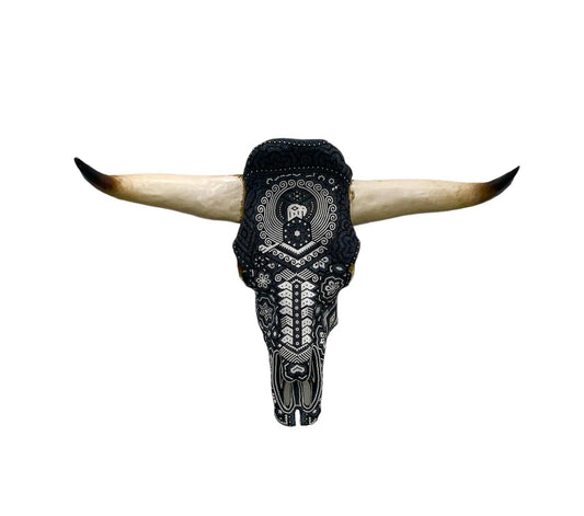 Mexoul BLACK EAGLE Huichol art ox head
