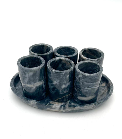 Mexoul Black Marble 6 Shot cup set