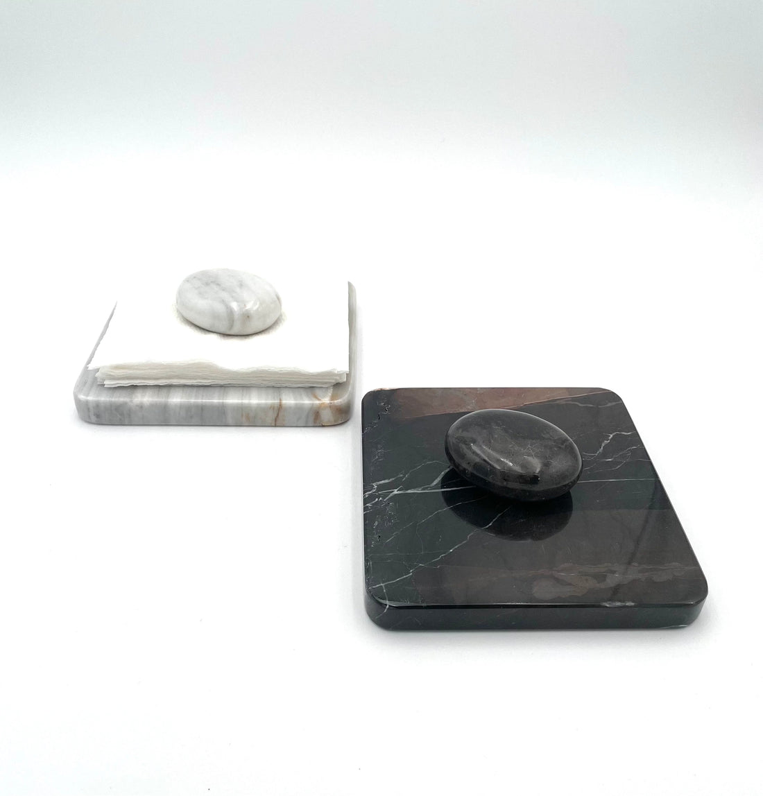 Mexoul Black Marble napkin holder w/stone