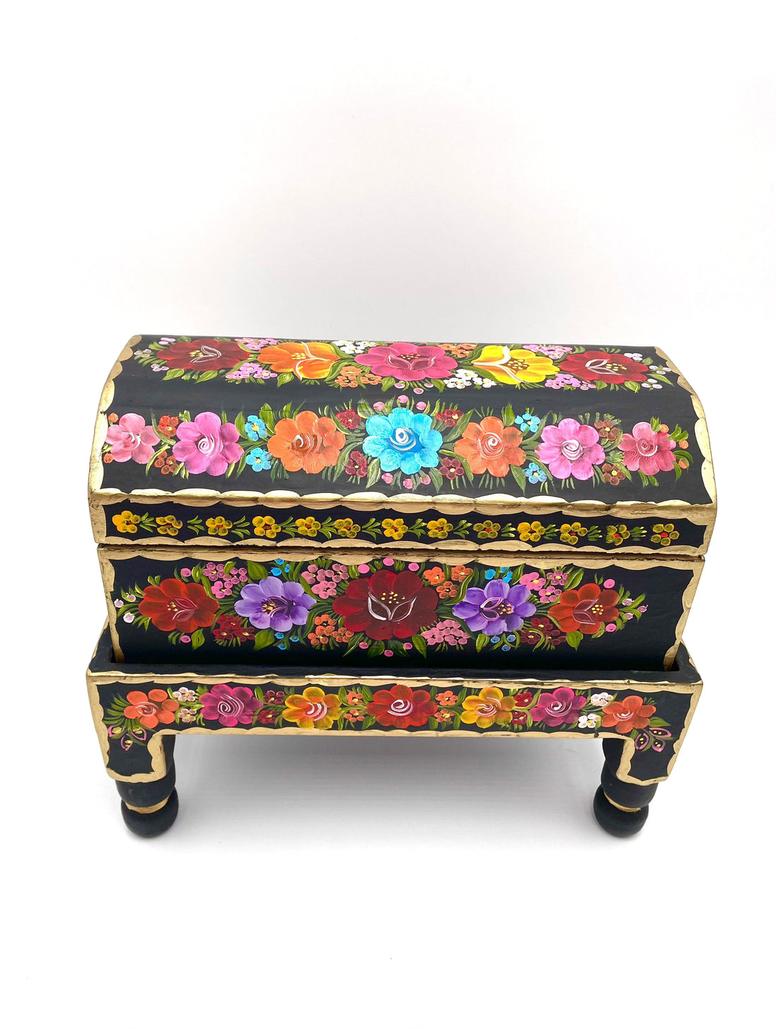 Mexoul Black wood trunk with flowers (M)