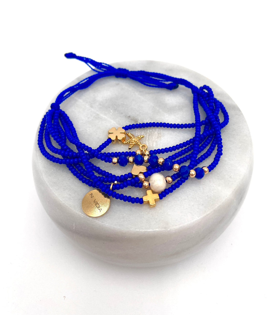 Mexoul Blue Handmade beaded 7 stran bracelet