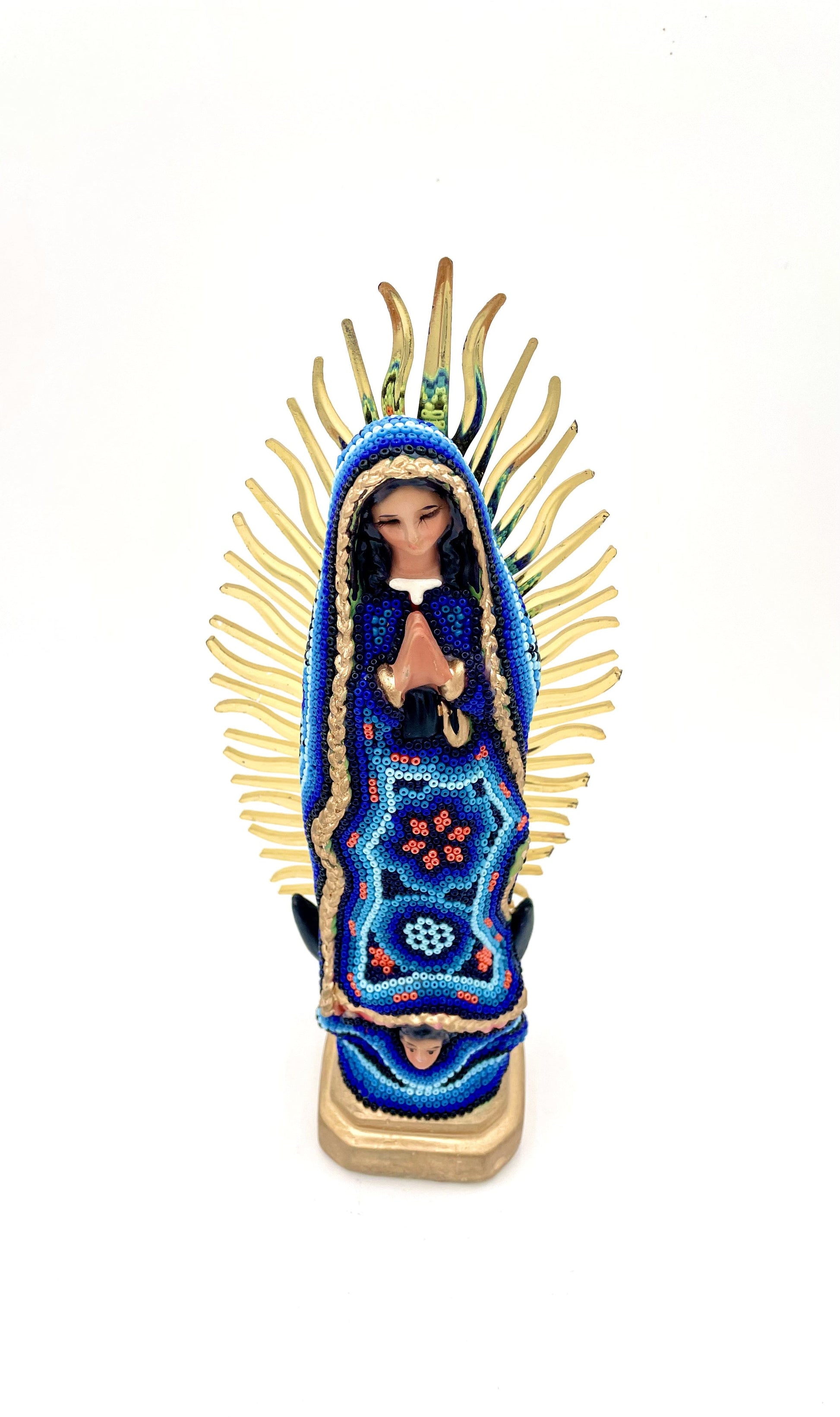 Mexoul BLUE Huichol art Virgin Mary (S)