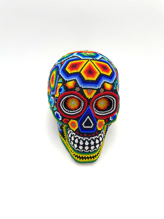 Mexoul BLUE NOSE Huichol art skull